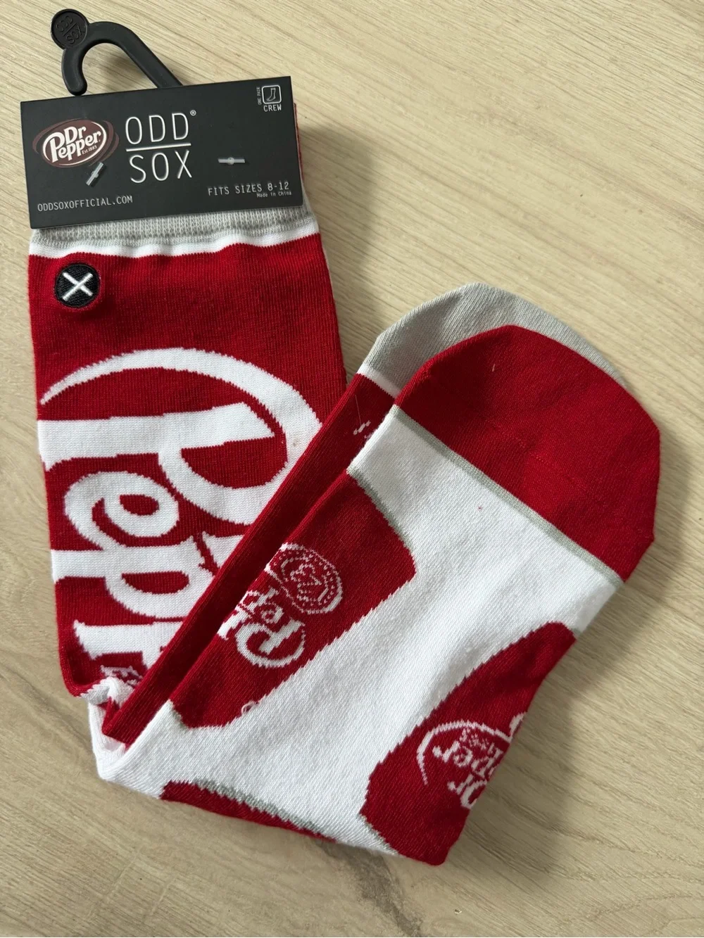 New! Dr Pepper Odd Sox Logo Novelty Crew Socks Red White